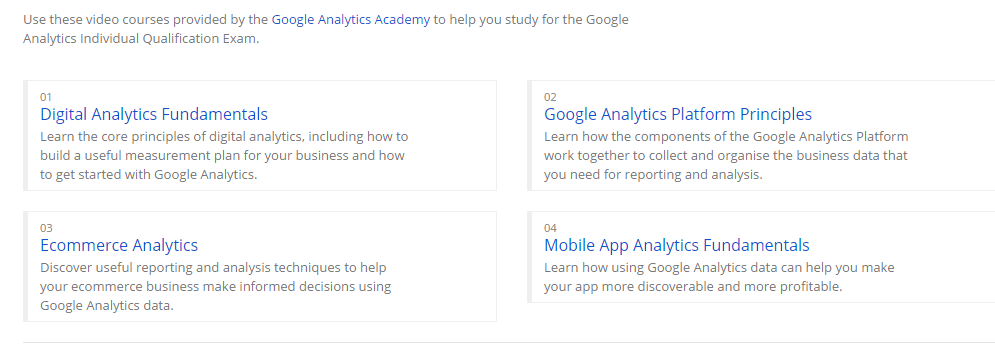 oogle Analytics Academy videos