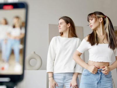 two girls posing for a picture