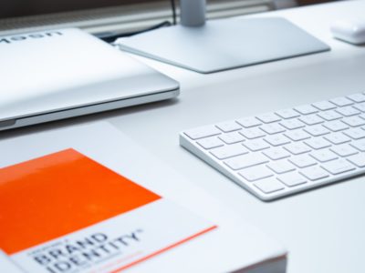 keyboard and a book