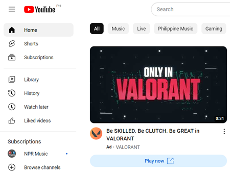 masthead ad youtube