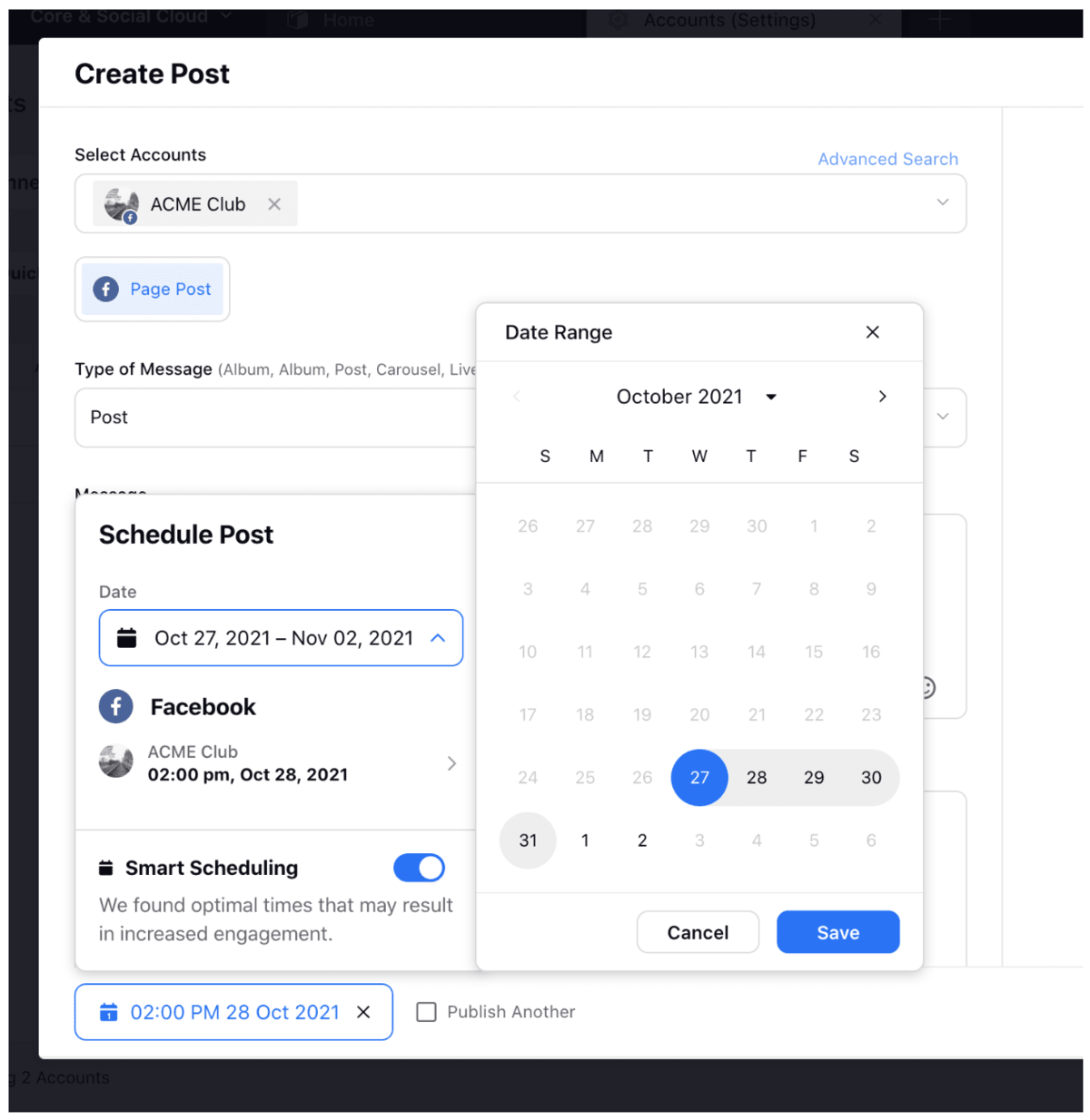 Scheduling posts